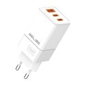 Ładowarka siciowa 65W GaN 2xUSB-C+USB-A bez kabla Biała