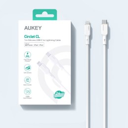 CB-SCL2 White silikonowy kabel Lightning-USB C | USB Power Delivery USB-PD | 1.8m | 27W | 3A | MFi Apple