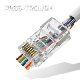 Wtyk przelotowy złącze RJ45 | CAT6 | UTP | Pass Through | Pozłacane styki | 100 sztuk