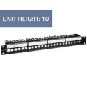 Patch panel do szaf RACK 19" | 24 porty | 1U | UTP | Czarny