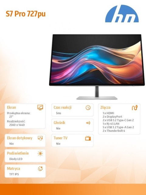 Monitor 27 cali S7 Pro 727pu QHD TB4 8J9E6AA Monitor 27 cali S7 Pro 727pu QHD TB4 8J9E6AA