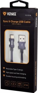 Kabel USB A 2.0 / USB C transfer danych 480Mb/s /3A