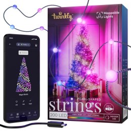 Inteligentne lampki dekoracyjne Strings USB-C (Candies) 200 LED RGB, perły, zielony przewód, 12 m