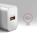 ACU-QC18W Ładowarka sieciowa QC 18W, 1x port USB-A, QC3.0/AFC/FCP/SMART Biała