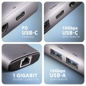 HMC-6G2L Wieloportovy hub USB 6in1, 10Gbps, 2xUSB-A, 1xUSB-C, HDMI 4K/60Hz, PD 100W, GLAN, 15cm USB-C kabel