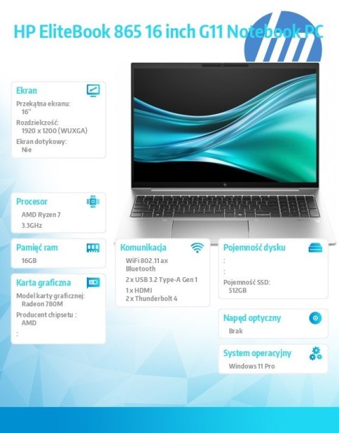 Notebook EliteBook 865 G11 Ryzen 7 8840U 512GB/16GB/W11P/16.0 9G0Z2ET Notebook EliteBook 865 G11 Ryzen 7 8840U 512GB/16GB/W11P/16.0 9G0Z2ET