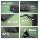 HMC-U4 Wieloportowy hub USB 12in1, USB 4.0 40Gbps, 3x USB-A, 2x USB-C, GLAN, HDMI 8K, DP 8K, PD 100W, HQ audio 24bit, UHS II SD/