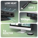 HMC-UFO Wieloportowy hub USB 9in1, 10Gbps, 2x USB-A, HDMI 4K/60Hz, M.2 NVMe/SATA, audio, PD 100W, SD/microSD, GLAN, 65cm USB-C k