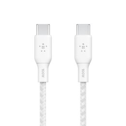 Kabel w oplocie USB-C do USB-C 100W 2m biały