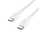 Kabel w oplocie USB-C do USB-C 100W 2m biały