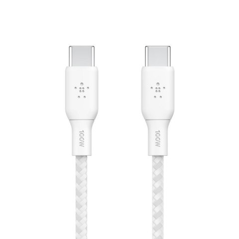 Kabel w oplocie USB-C do USB-C 100W 3m biały