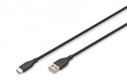 Kabel zasilający silikonowy USB-A - USB-C, USB 2.0 60W, 1m Czarny