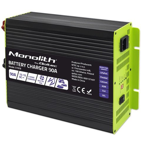 Inteligentna ładowarka do akumulatorów LiFePO4 AGM GEL SLA | 90A | 12V Inteligentna ładowarka do akumulatorów LiFePO4 AGM GEL SLA | 90A | 12V