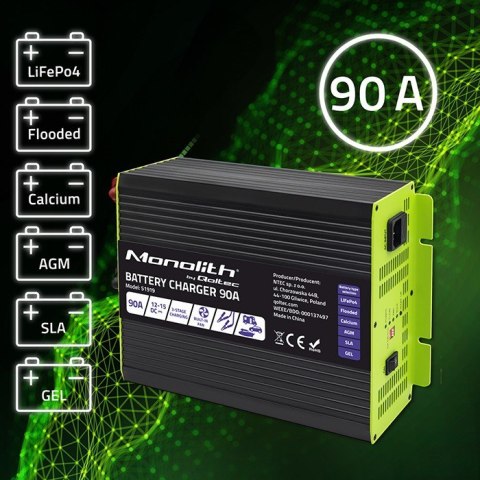 Inteligentna ładowarka do akumulatorów LiFePO4 AGM GEL SLA | 90A | 12V Inteligentna ładowarka do akumulatorów LiFePO4 AGM GEL SLA | 90A | 12V