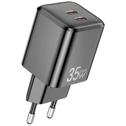 Ładowarka sieciowa GaN 35W 2xUSB-C PD65-EU Czarna