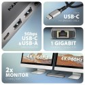 HMC-7HX2 Wieloportovy hub USB 7in1, 5Gbps, 2x USB-A, 1x USB-C, 2x HDMI 4K/60Hz, GLAN, PD 100W, 15cm USB-C kabel