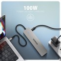 HMC-7HX2 Wieloportovy hub USB 7in1, 5Gbps, 2x USB-A, 1x USB-C, 2x HDMI 4K/60Hz, GLAN, PD 100W, 15cm USB-C kabel