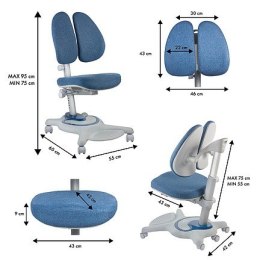 Krzesło ergonomiczne dla dzieci ER-484N regulowany zagłówek, regulowana wysokość, max 75kg.