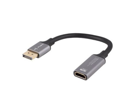 Adapter Displayport(M)- HDMI(F)8K na kablu 20cm srebrny