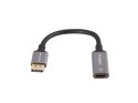 Adapter Displayport(M)- HDMI(F)8K na kablu 20cm srebrny