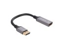 Adapter Displayport(M)- HDMI(F)8K na kablu 20cm srebrny