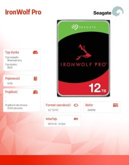 Dysk IronWolf Pro 12TB 3.5 256MB ST12000NT001