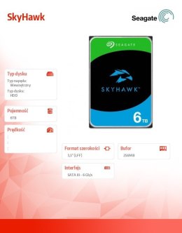 Dysk SkyHawk 6TB 3,5 cali 256MB ST6000VX009