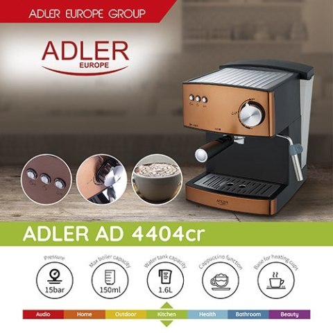 Ekspres ciśnieniowy Adler AD 4404cr (850W; kolor miedziany) Ekspres ciśnieniowy Adler AD 4404cr (850W; kolor miedziany)