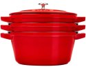 Zestaw 3 naczyń żeliwnych z pokrywką STAUB 40508-387-0 - czerwony 24 cm