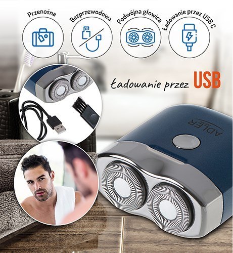 Golarka podróżna USB ADLER AD 2937 Golarka podróżna USB ADLER AD 2937
