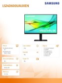 Monitor 24 cale ViewFinity S60UD IPS 2560x1440 WQHD 16:9 1xHDMI 2xDP(In+Out) 1xUSB-C 90W 3xUSB 3.0 LAN KVM 5ms PinP/PbyP 100Hz H