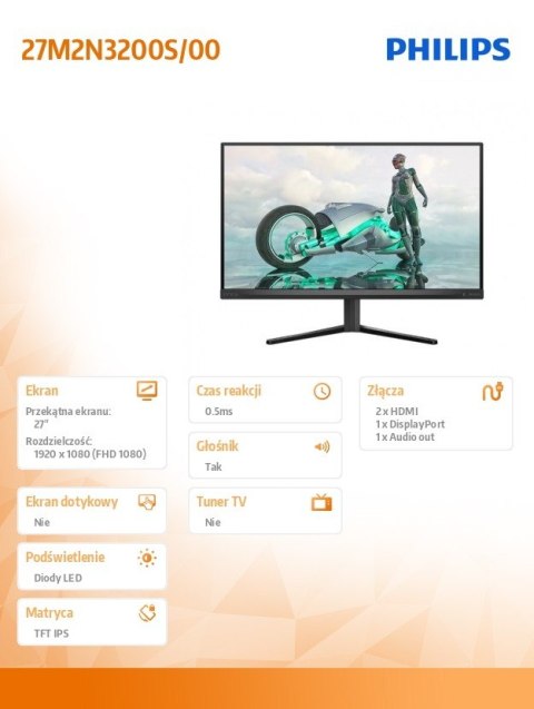 Monitor 27M2N3200S 27 cali IPS 180Hz HDMIx2 DP Monitor 27M2N3200S 27 cali IPS 180Hz HDMIx2 DP