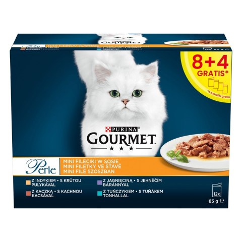 PURINA Gourmet Perle Kaczka, indyk, jagnięcina, tuńczyk - mokra karma dla kota - 12x85 g