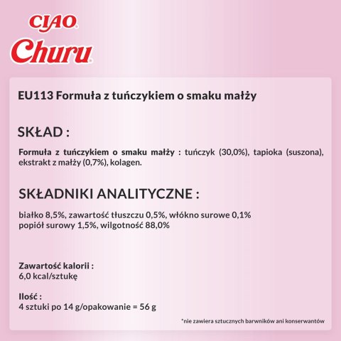 INABA Churu Tuńczyk z małżami - przysmak dla kota - 4x14 g INABA Churu Tuńczyk z małżami - przysmak dla kota - 4x14 g