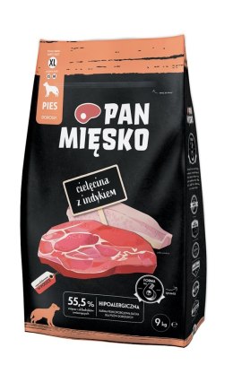 PAN MIĘSKO Cielęcina z indykiem (dorosły) chrupki XL - Karma sucha dla psa - 9kg