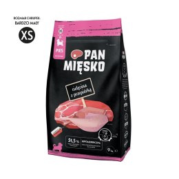 Pan Mięsko Cielęcina z przepiórką (szczeniak) chrupki XS Karma sucha dla psa 9kg