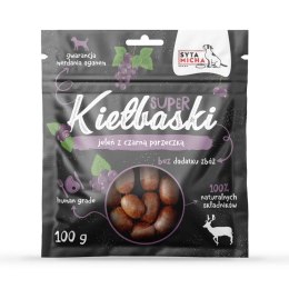 SYTA MICHA - Kiełbaski jeleń z czarną porzeczką - przysmak dla psa - 100g