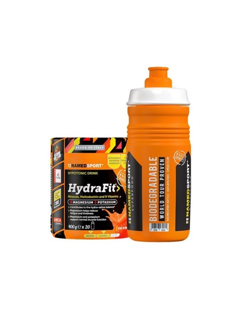 Napój hipotoniczny NAMEDSPORT Hydrafit pomarańczowy 400g + bidon gratis