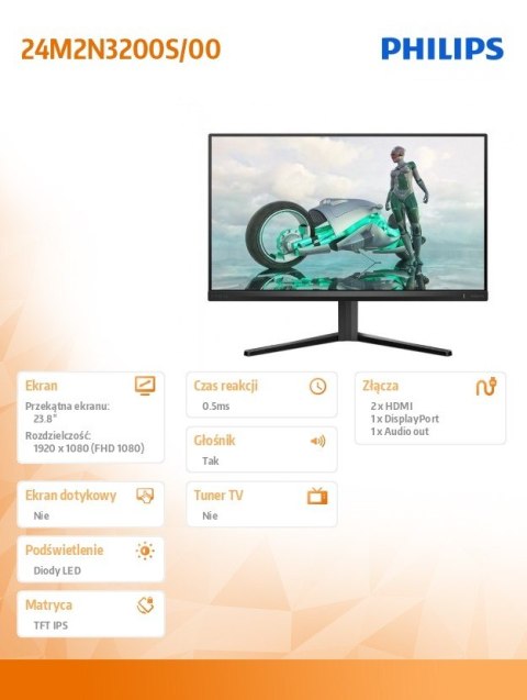 Monitor 24M2N3200S IPS 23.8 cala 180Hz HDMIx2 DP Głośniki Monitor 24M2N3200S IPS 23.8 cala 180Hz HDMIx2 DP Głośniki