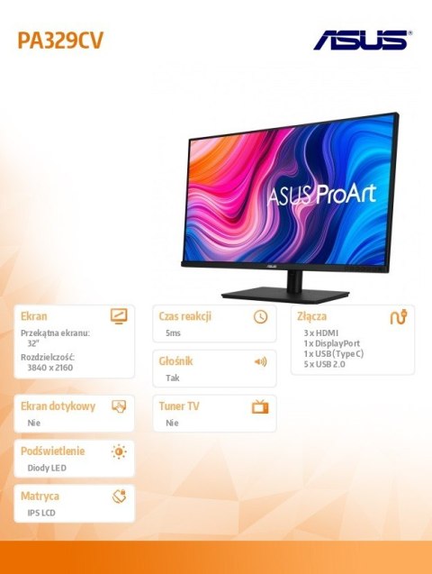 Monitor 32 cale PA329CV IPS 3xHDMI DP USB-C 5XUSB PIVOT Głośnik Monitor 32 cale PA329CV IPS 3xHDMI DP USB-C 5XUSB PIVOT Głośnik