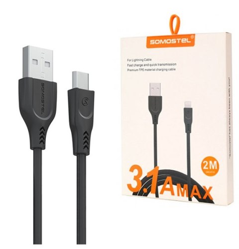 SOMOSTEL KABEL TYP-C POWERLINE FAST CHARGE 3.1A 2M SMS-BT02 CZARNY SOMOSTEL KABEL TYP-C POWERLINE FAST CHARGE 3.1A 2M SMS-BT02 CZARNY