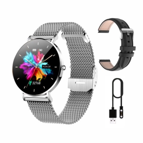 Smartwatch zegarek damski męski Manta Alexa srebrny + czarny pasek (WYPRZEDAŻ) Smartwatch zegarek damski męski Manta Alexa srebrny + czarny pasek (WYPRZEDAŻ)