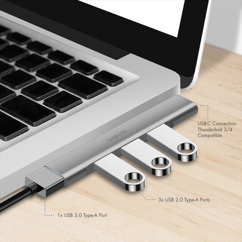 Smukły HUB USB-C do 1x USB-A 3.0 3xUSB-A 2.0 Smukły HUB USB-C do 1x USB-A 3.0 3xUSB-A 2.0